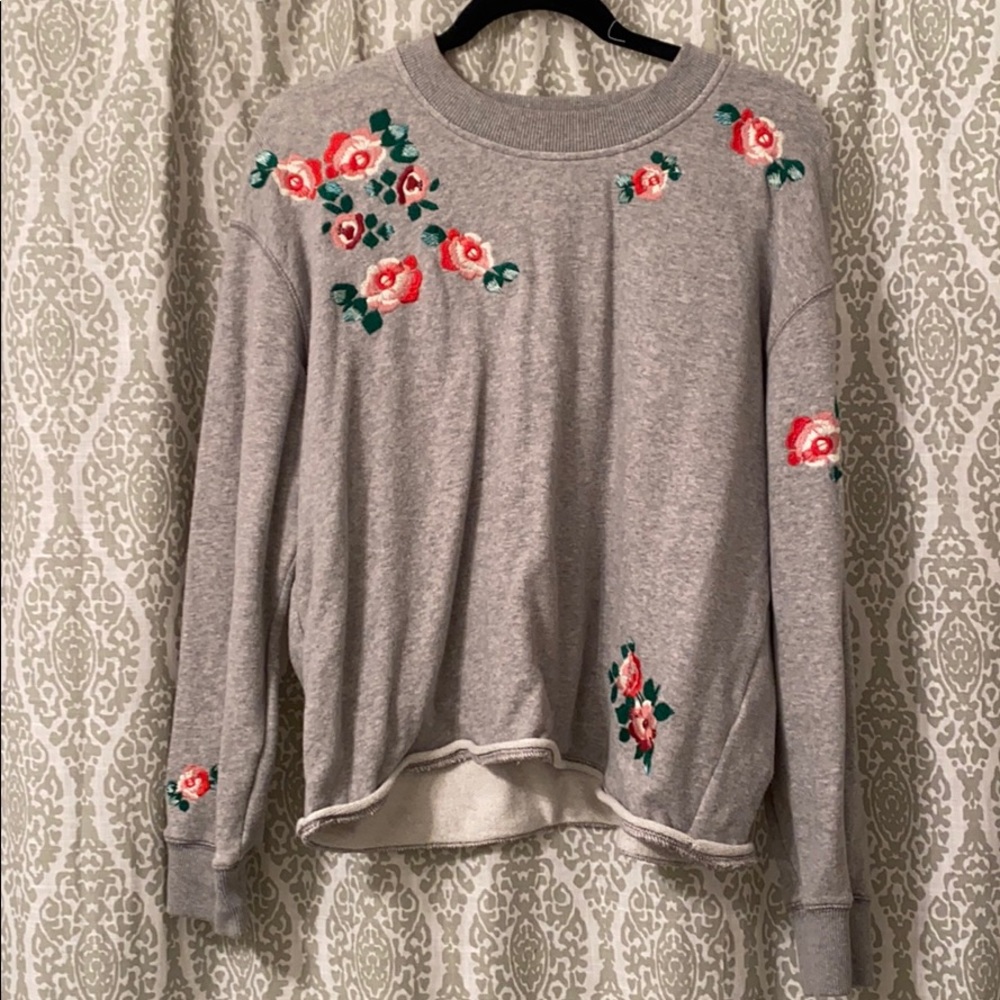 Madewell Rose Embroidered Sweater